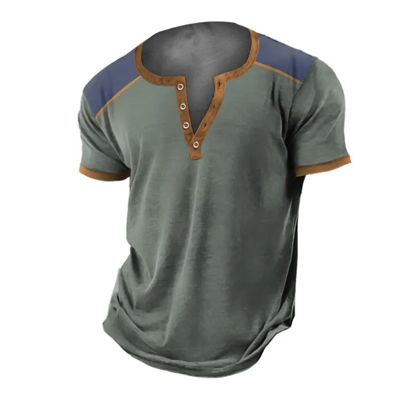 Men's Casual Colorblock Henley Collar Short Sleeve T-Shirt 50354400M sold by Manly product image thumbnail 5