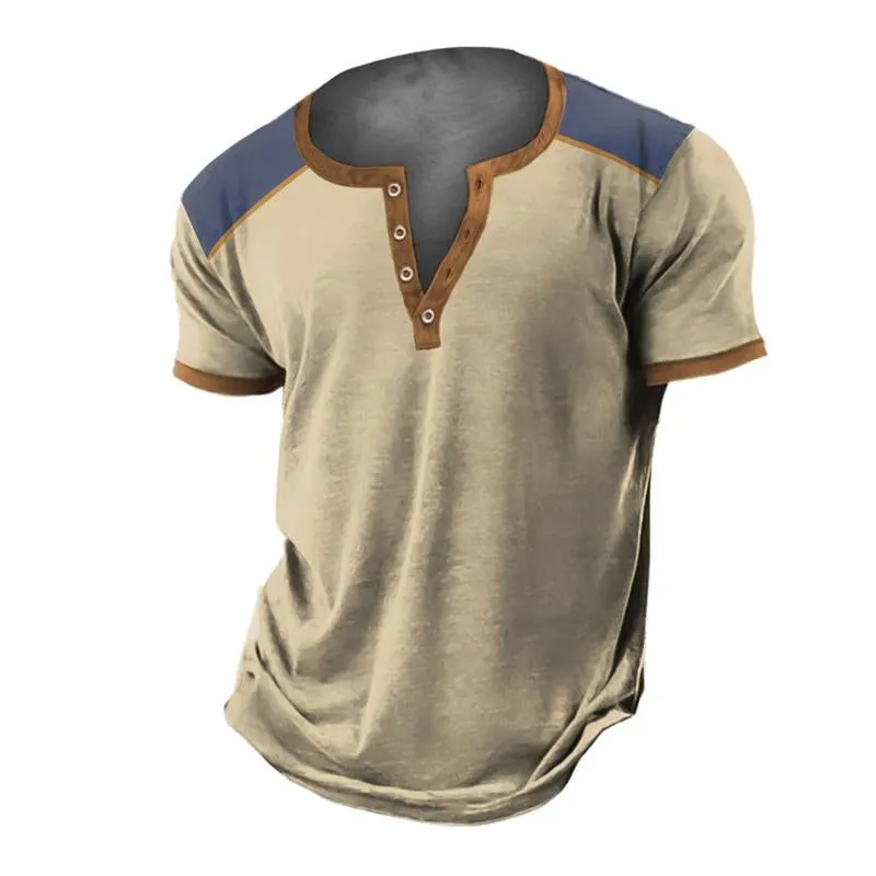 Men's Casual Colorblock Henley Collar Short Sleeve T-Shirt 50354400M sold by Manly product image thumbnail 4