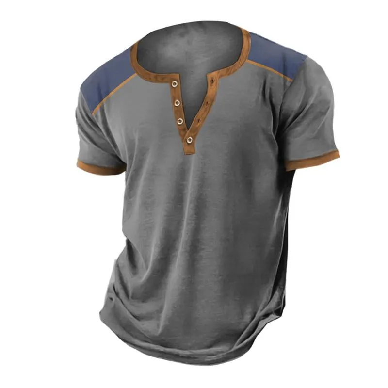 Men's Casual Colorblock Henley Collar Short Sleeve T-Shirt 50354400M sold by Manly product image thumbnail 3