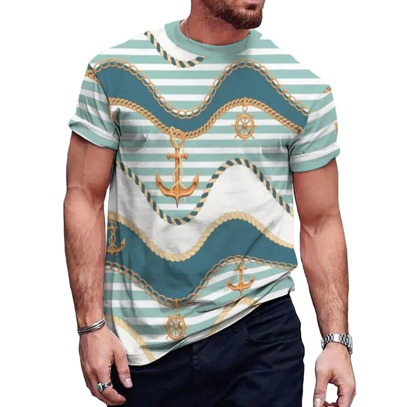 Men's Retro Casual Anchor Short Sleeve T-Shirt 65349855TO sold by Manly