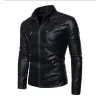 Men's Vintage Stand Collar Fleece Zipper Long Sleeve Leather Jacket 97515070M sold by Manly