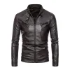 Men's Vintage Stand Collar Fleece Zipper Long Sleeve Leather Jacket 97515070M sold by Manly