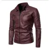 Men's Vintage Stand Collar Fleece Zipper Long Sleeve Leather Jacket 97515070M sold by Manly