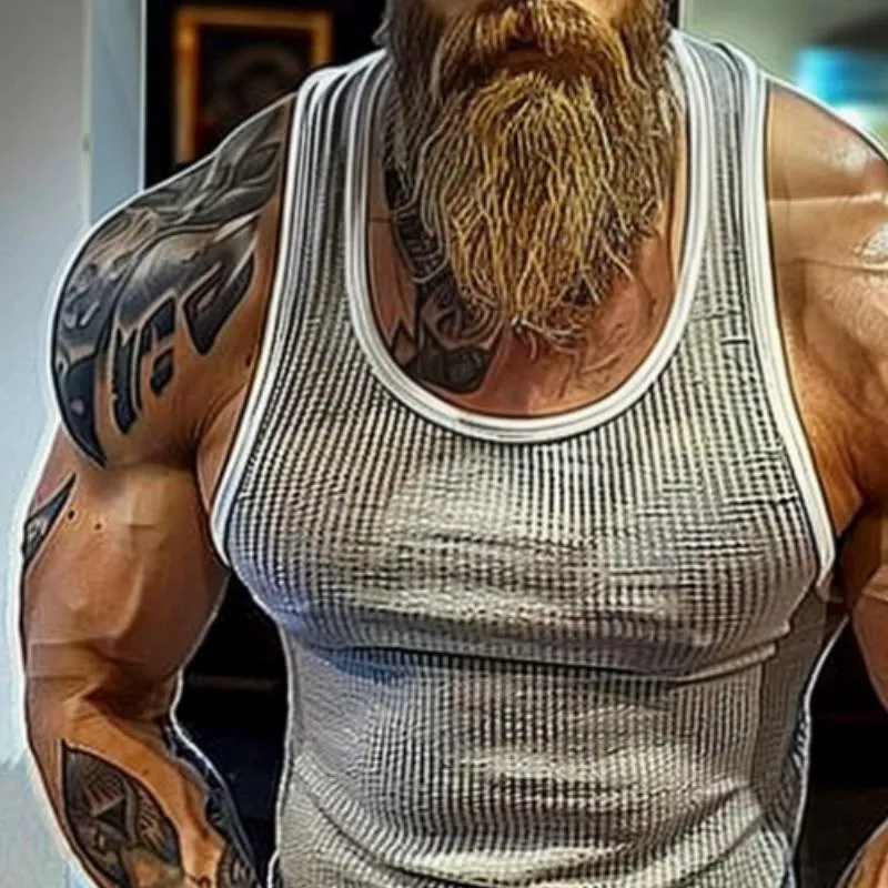 Men's Retro Waffle Colorblock Sports Tank Top 30552526TO sold by Manly product image thumbnail 3