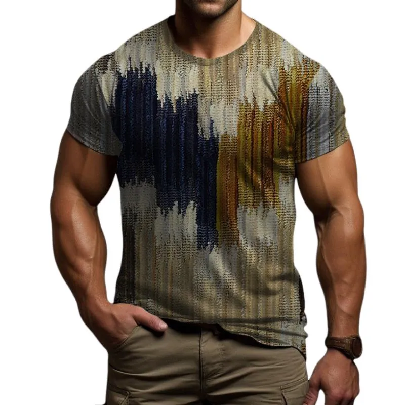 Men's Retro Crew Neck Printed Short Sleeve T-Shirt 68511749TO sold by Manly