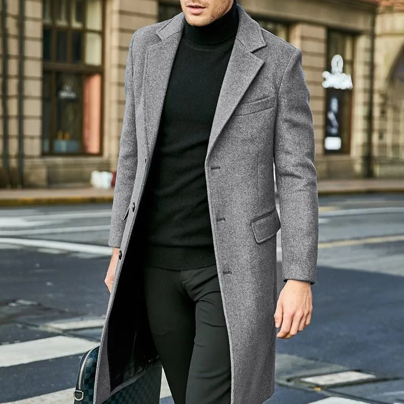 Men's Notch Lapel Plain Slim Fit Mid-Length Coat 75965974Z sold by Manly product image thumbnail 3