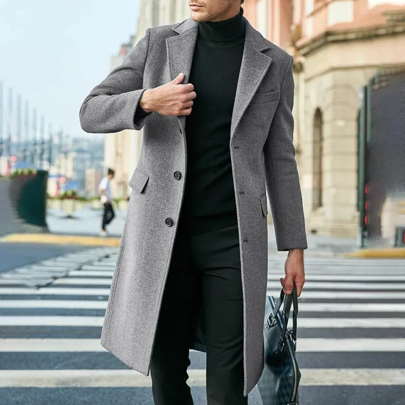 Men's Notch Lapel Plain Slim Fit Mid-Length Coat 75965974Z sold by Manly product image thumbnail 2