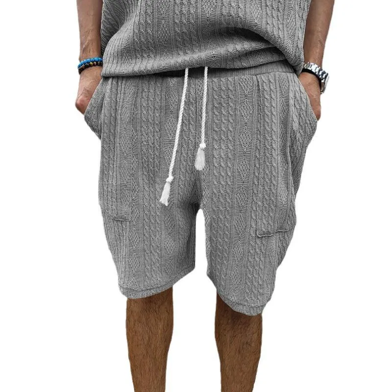 Men's Casual Jacquard Multi-Pocket Straight Elastic Waist Sports Shorts 68266694M sold by Manly