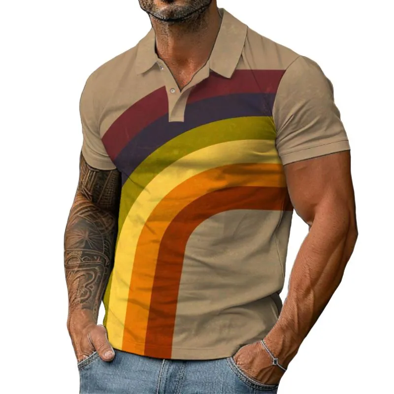 Men's Vintage Distressed Rainbow Polo Shirt 20781025TO sold by Manly