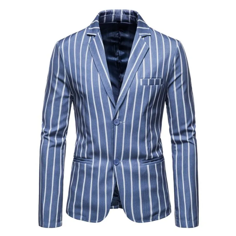 Men's Striped Print Two Button Blazer 76553355X sold by Manly