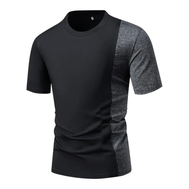 Men's Casual Contrast Color Splicing Round Neck Short Sleeve T-Shirt 41920538M sold by Manly