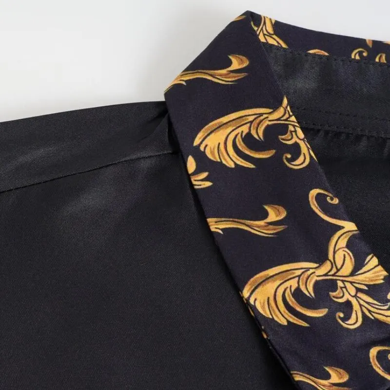 Men's Casual Lapel Patchwork Slim Fit Long Sleeve Shirt 04812176M sold by Manly product image thumbnail 5