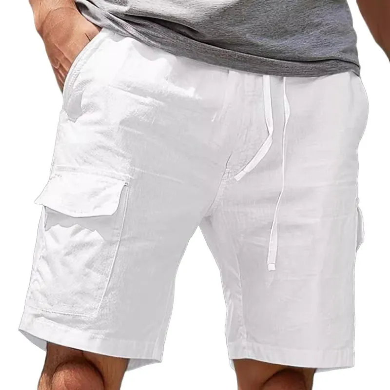 Men's Casual Cotton Linen Multi-pocket Straight Beach Shorts 37478281M sold by Manly