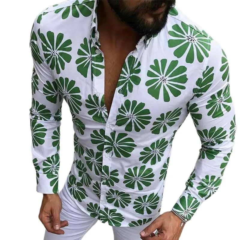 Men's Retro Casual Floral Print Long Sleeve Shirt 27221923TO sold by Manly