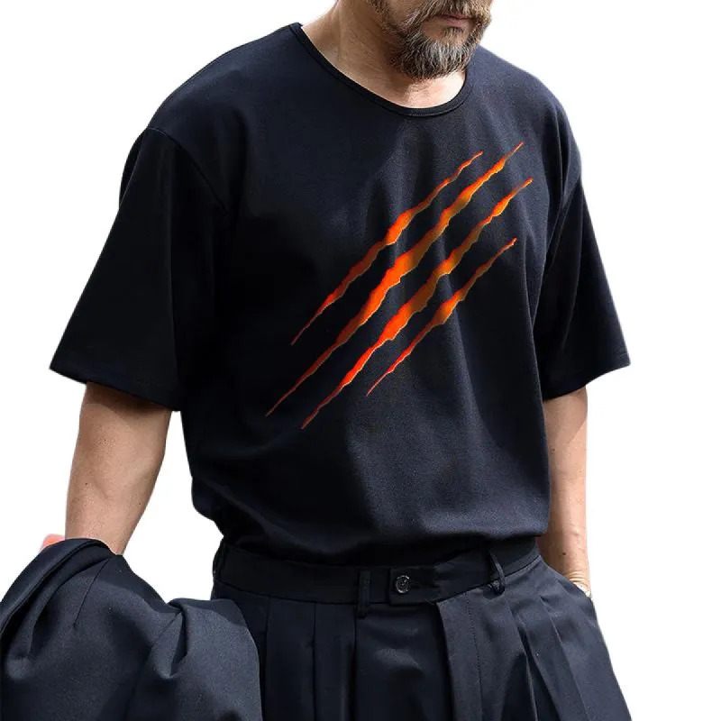 Men's Casual Cracked Round Neck Short Sleeve T-Shirt 86743928TO sold by Manly