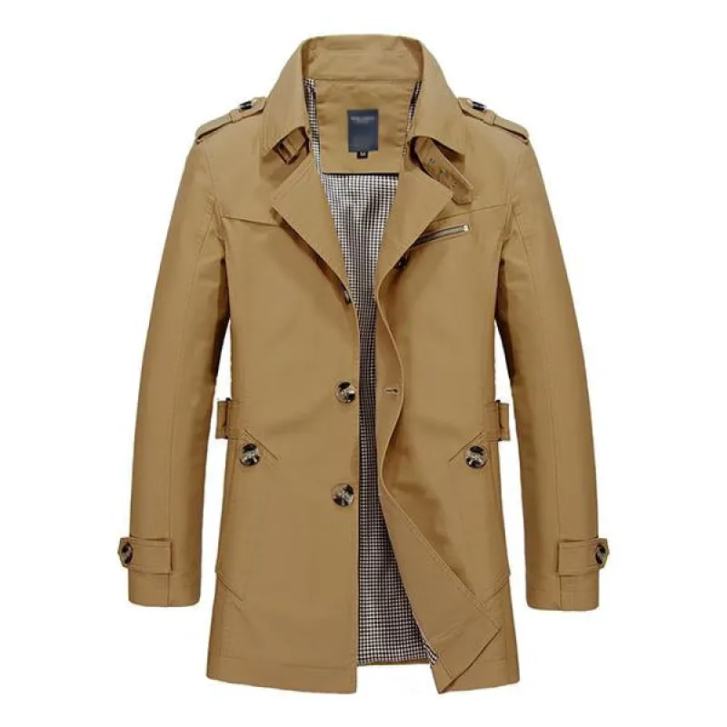 Men's Casual Washed Cotton Jacket Mid Length Trench Coat 33249858M sold by Manly