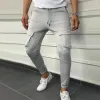 Men's Solid Multi-pocket Elastic Waist Casual Sports Pants 84866782Z sold by Manly