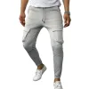 Men's Solid Multi-pocket Elastic Waist Casual Sports Pants 84866782Z sold by Manly