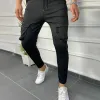 Men's Solid Multi-pocket Elastic Waist Casual Sports Pants 84866782Z sold by Manly