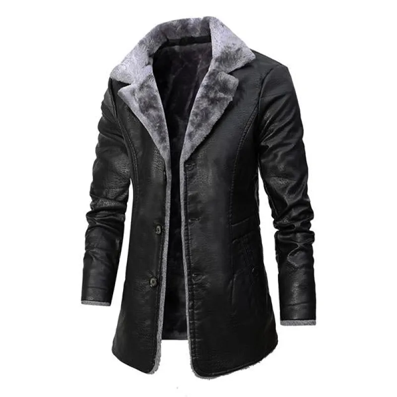 Men's Casual Lapel Fleece Thick Fur All-in-one Trench Coat 43802502M sold by Manly