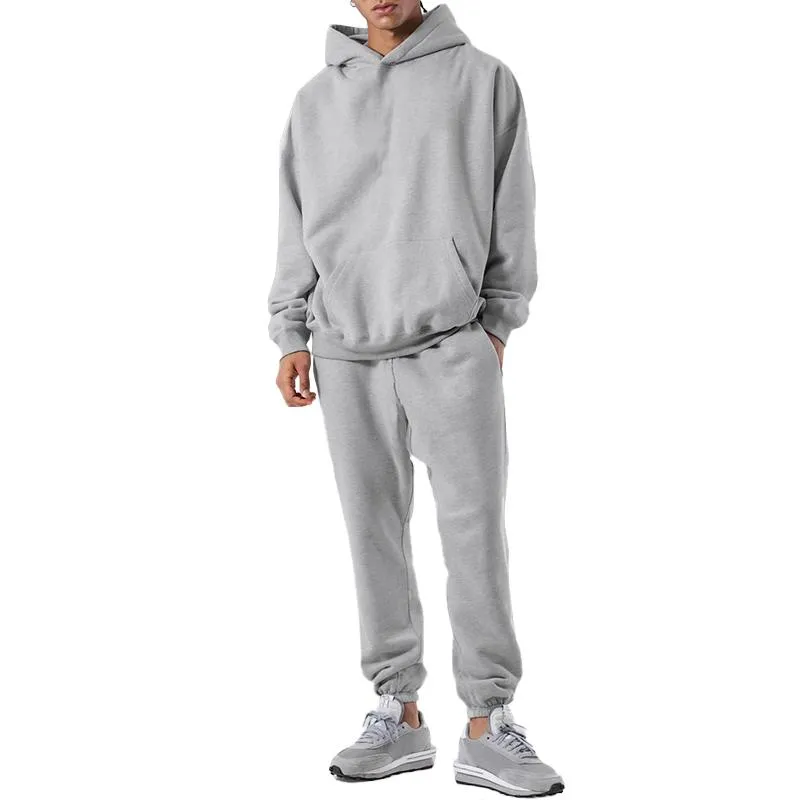 Men's Solid Thicken Loose Hoodie And Trousers Sports Casual Set 19779518Z sold by Manly