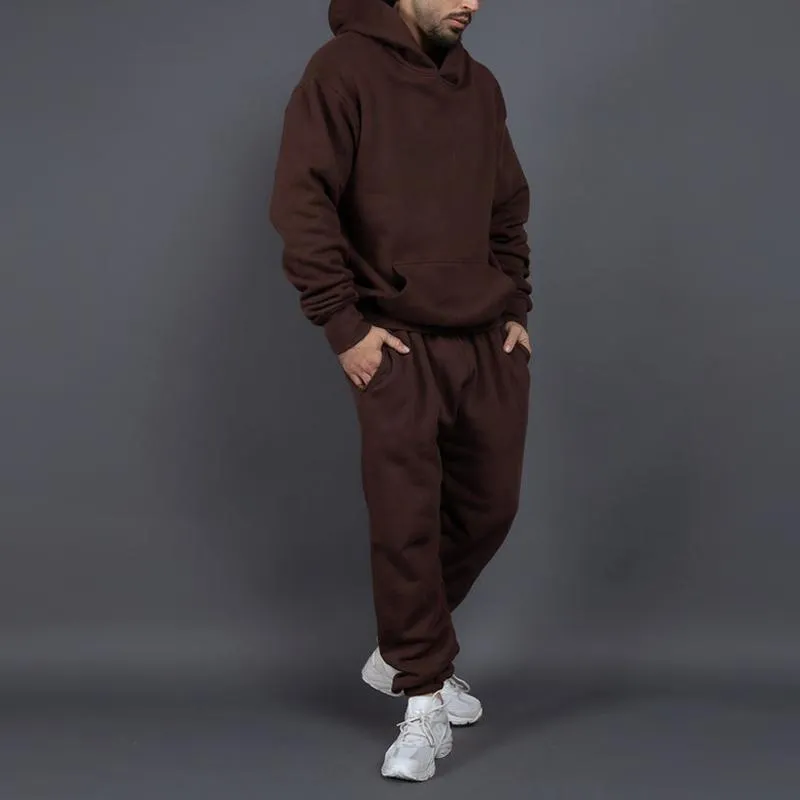 Men's Solid Thicken Loose Hoodie And Trousers Sports Casual Set 19779518Z sold by Manly product image thumbnail 5