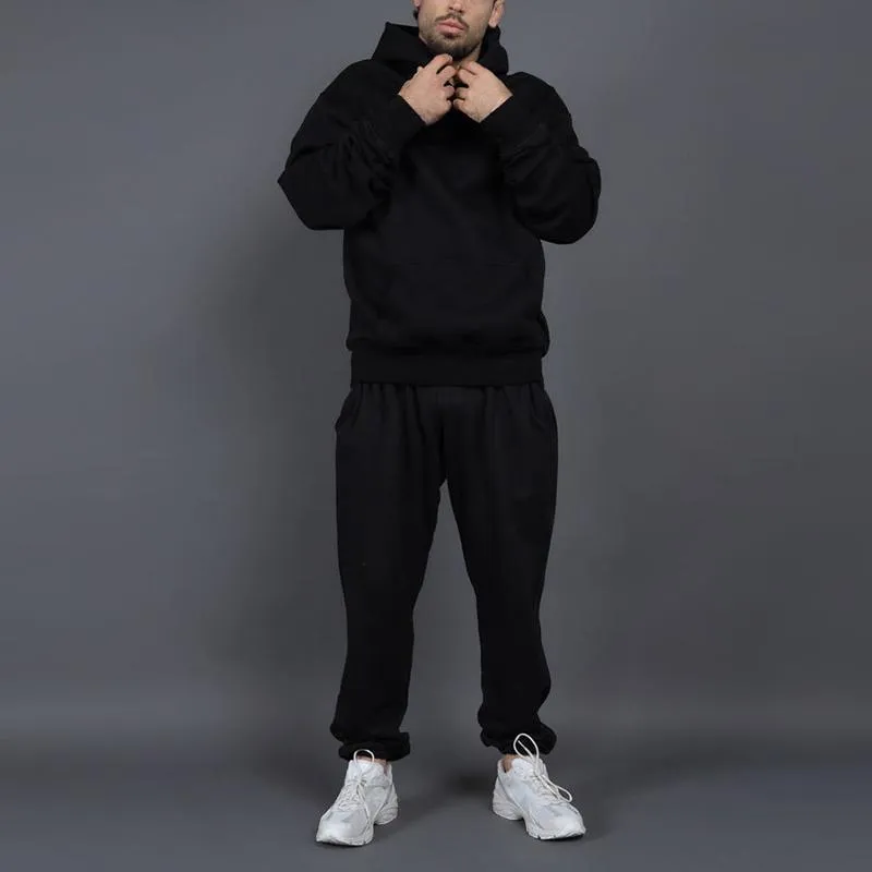Men's Solid Thicken Loose Hoodie And Trousers Sports Casual Set 19779518Z sold by Manly product image thumbnail 4