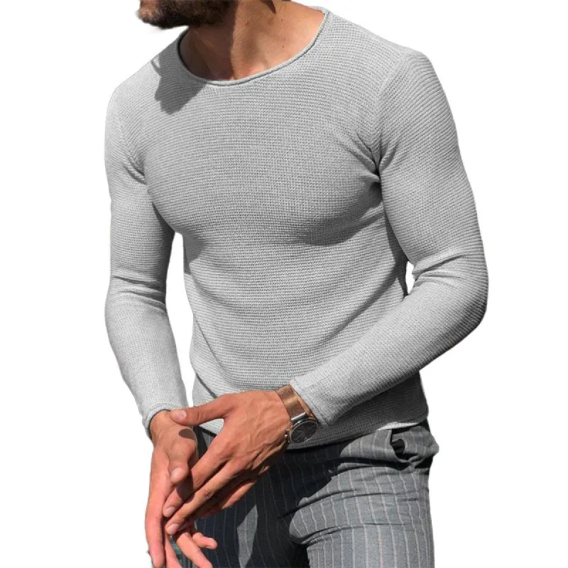 Men's Retro Casual Solid Color Crew Neck Sweater 35967262TO sold by Manly