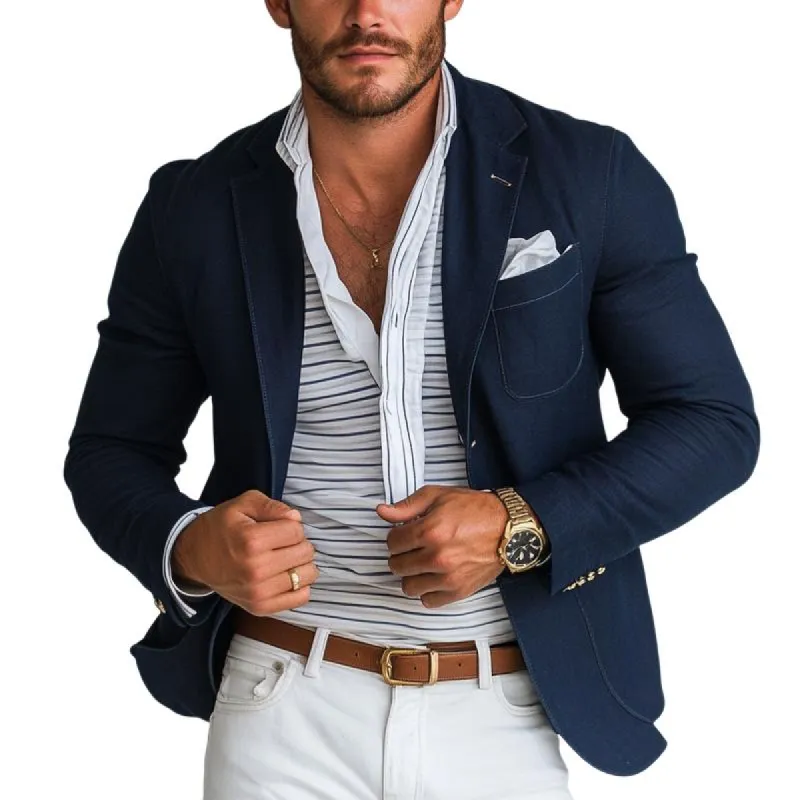 Men's Vintage Notch Lapel Patch Pocket Slim Blazer 70896555M sold by Manly