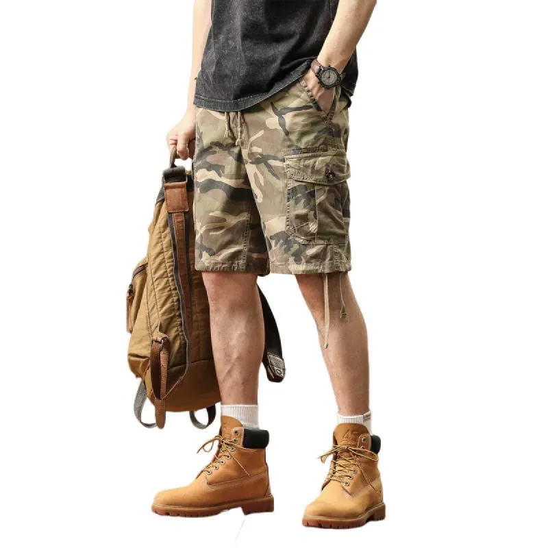 Men's Casual Outdoor Cotton Camouflage Multi-Pocket Loose Cargo Shorts 95324914M sold by Manly