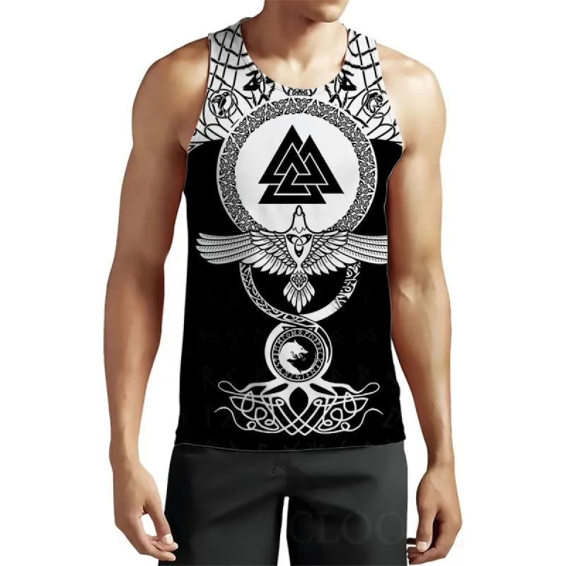 Men's Casual Round Neck Viking Print Tank Top 69617750M made by Manly