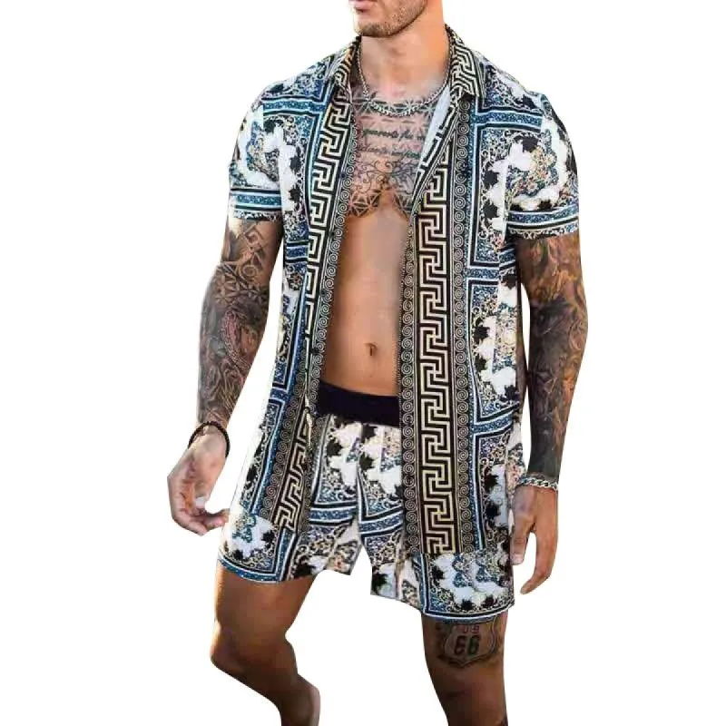 Men's Vintage Print Short Sleeve Shirt Set 54367863Y sold by Manly