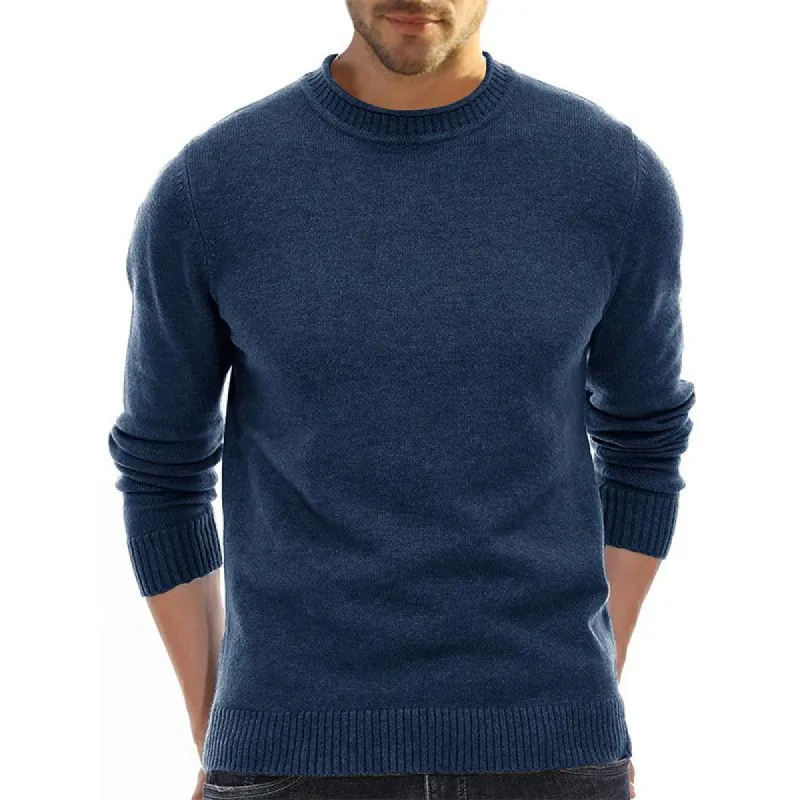 Men's Solid Round Neck Casual Sweater 27207117Z sold by Manly