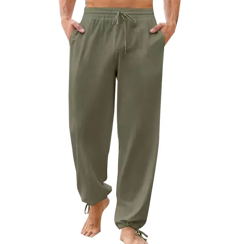 Men's Casual Solid Color Simple Lace-up Trousers 92020363Y sold by Manly