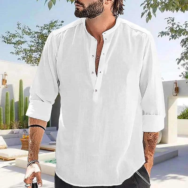 Men's Casual Solid Color Henley Collar Long Sleeve Shirt 70708345Y sold by Manly product image thumbnail 2
