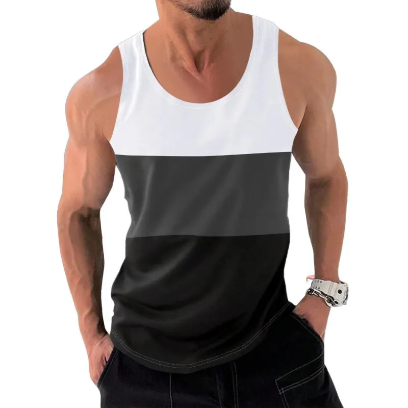Men's Casual Loose Color Block Sports Tank Top 22540641M sold by Manly