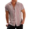 Men's Retro Ethnic Striped Beach Short-sleeved Shirt 39585249TO sold by Manly