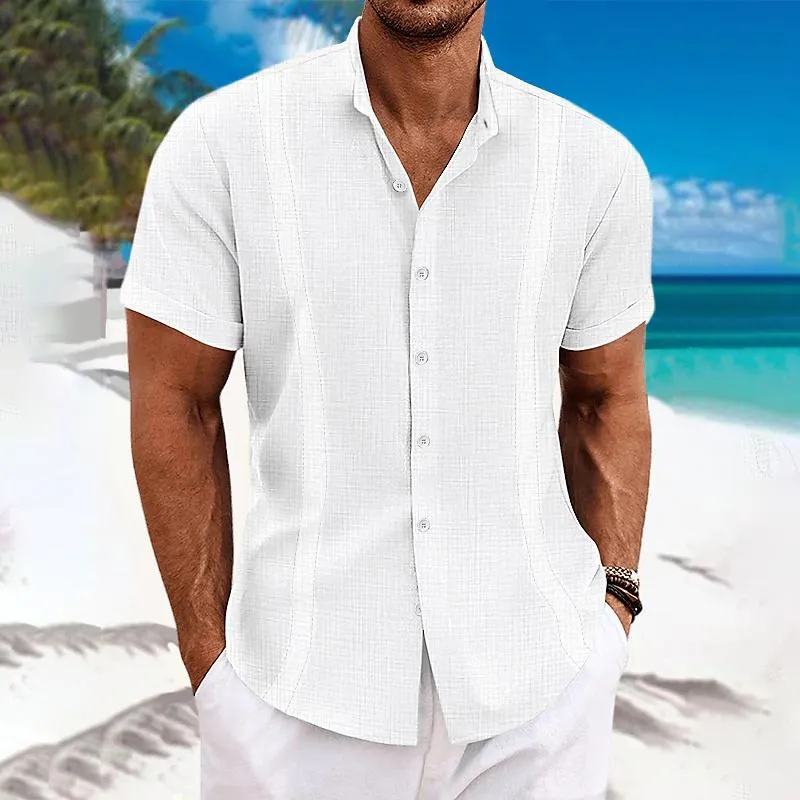 Men's Casual Solid Color Lapel Short Sleeve Shirt 03080340Y sold by Manly product image thumbnail 3
