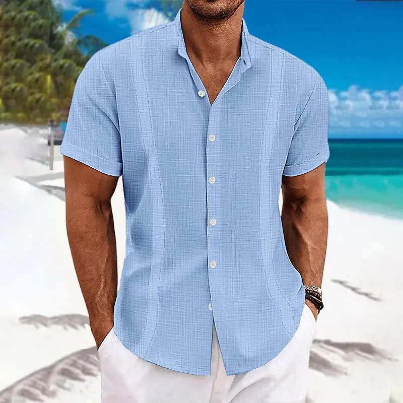 Men's Casual Solid Color Lapel Short Sleeve Shirt 03080340Y sold by Manly product image thumbnail 2