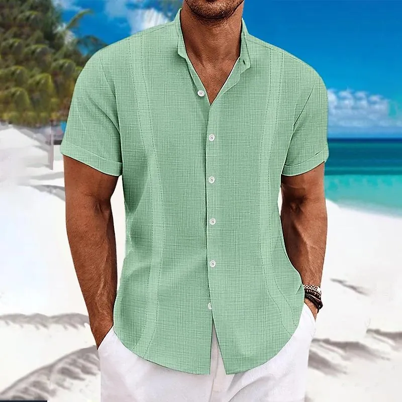 Men's Casual Solid Color Lapel Short Sleeve Shirt 03080340Y sold by Manly product image thumbnail 5