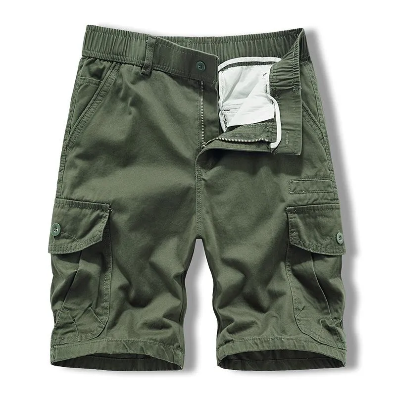 Men's Casual Outdoor Cotton Multi-Pocket Elastic Waist Cargo Shorts 59588958M sold by Manly