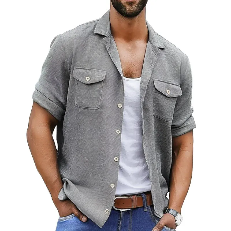 Men's Casual Pocket Lapel Shirt Jacket 81472289TO sold by Manly