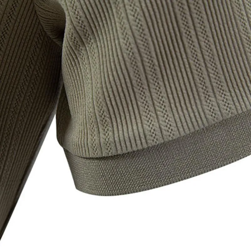 Men's Casual Solid Color Striped Lapel Short Sleeve Polo Shirt 11312688M sold by Manly product image thumbnail 4