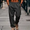 Men's Solid Color Elastic Waist Loose Sports Pants 05804680Z sold by Manly
