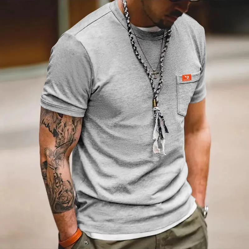 Men's Casual Solid Color Round Neck Short Sleeve T-Shirt 86754330M sold by Manly product image thumbnail 5