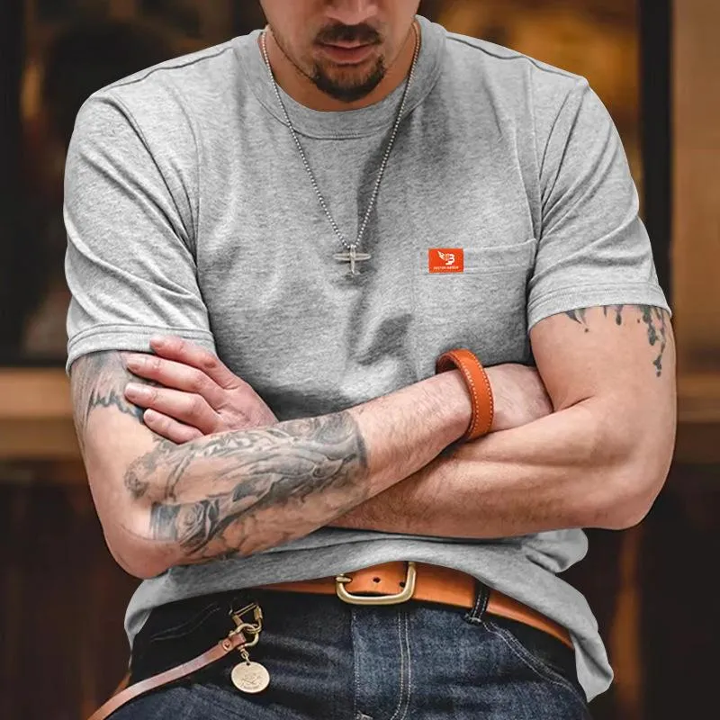 Men's Casual Solid Color Round Neck Short Sleeve T-Shirt 86754330M sold by Manly product image thumbnail 3