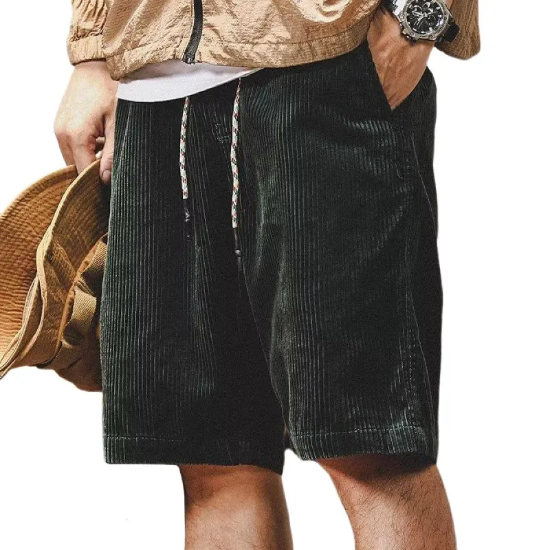 Men's Solid Color Loose Straight Corduroy Casual Shorts 32674281Z sold by Manly