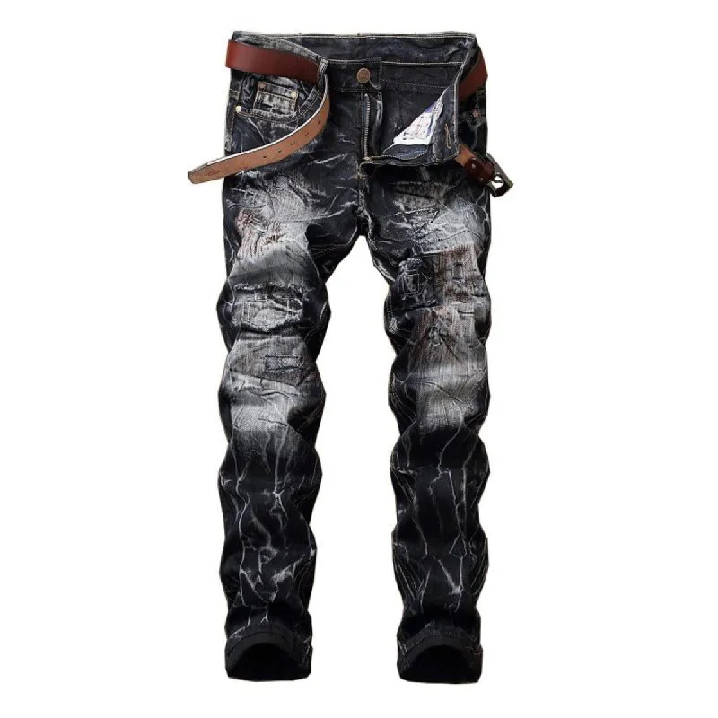 Men's Vintage Ripped Distressed Straight Jeans 98011349X sold by Manly