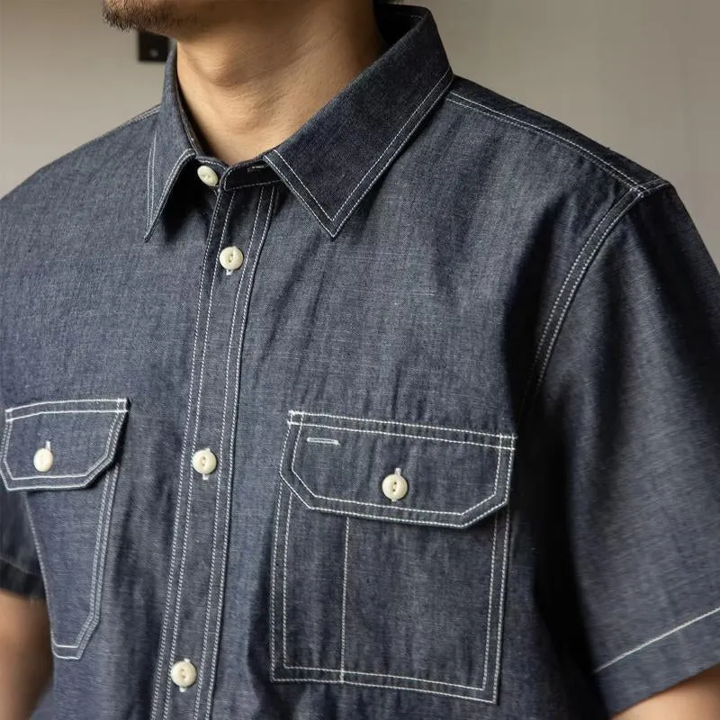 Men's Casual Short Sleeve Denim Shirt 80333685Y sold by Manly product image thumbnail 4