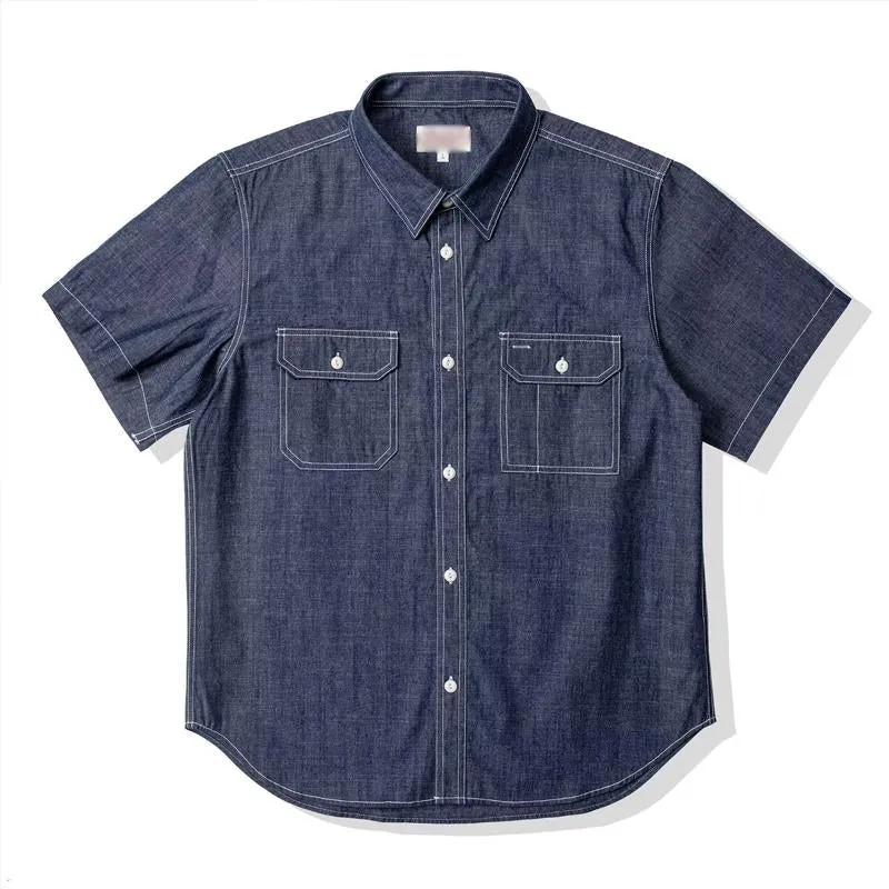 Men's Casual Short Sleeve Denim Shirt 80333685Y sold by Manly product image thumbnail 5